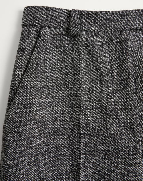 Valentino - Wool Mouliné Trousers - White/ Black - Woman - Trousers And Shorts